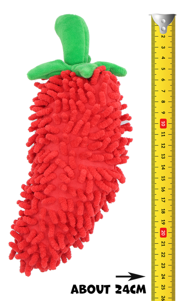 Uniq Pets Squeakies Chenille Pepper мека плюшена играчка за кучета с писукане, 24 x 10 cm