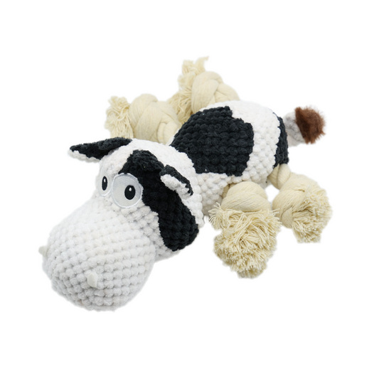 Uniq Pets плюшена крава с въжета и пищялка 27 см