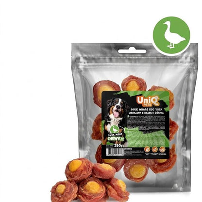 Uniq Pets Dog Snacks Handcraft Duck Wraps Egg Yolk лакомства за кучета с патешко и яйчен жълтък, 250 g
