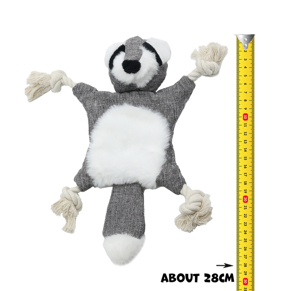 Uniq Pets Plush Dog Toy Rustly Rustling Raccoon плюшена шумоляща играчка миеща мечка за кучета с въжета, 28 x 26 x 6 cm