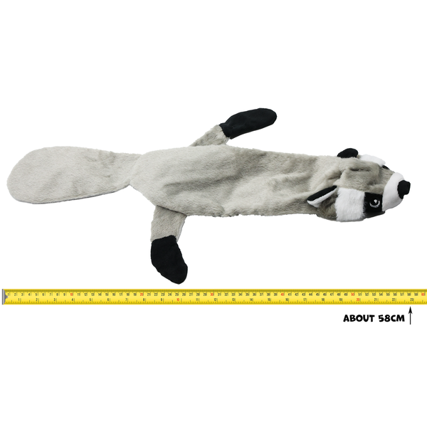 Uniq Pets Plush Dog Toy Rustly Rustling Raccoon Long дълга плюшена шумоляща играчка миеща мечка за кучета, 58 x 31 x 3 cm