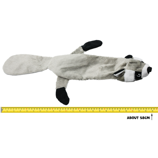 Uniq Pets Plush Dog Toy Rustly Rustling Raccoon Long дълга плюшена шумоляща играчка миеща мечка за кучета, 58 x 31 x 3 cm