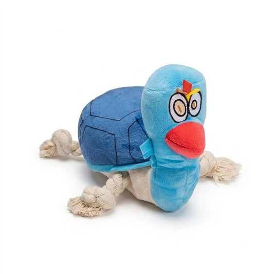 Uniq Pets Plush Dog Toy Squeakies Blue Rooster Tug Toy плюшена играчка петел за кучета с писукане и въжета, 22 x 14,5 x 18 cm