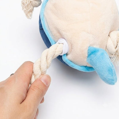 Uniq Pets Plush Dog Toy Squeakies Blue Rooster Tug Toy плюшена играчка петел за кучета с писукане и въжета, 22 x 14,5 x 18 cm