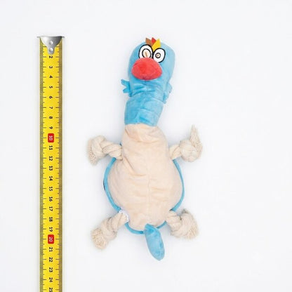 Uniq Pets Plush Dog Toy Squeakies Blue Rooster Tug Toy плюшена играчка петел за кучета с писукане и въжета, 22 x 14,5 x 18 cm