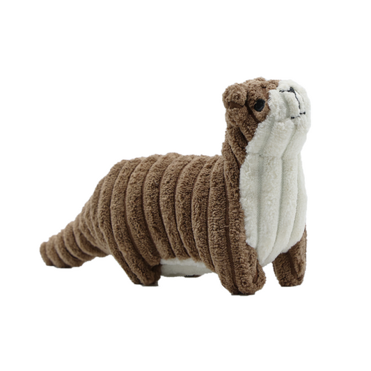 Uniq Pets Squeakies Brown Otter мека плюшена играчка видра за кучета със звук, 20 x 7 x 11 cm