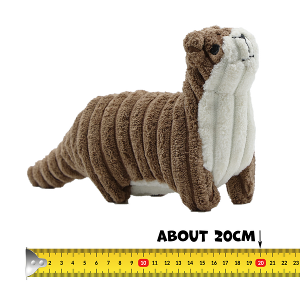 Uniq Pets Squeakies Brown Otter мека плюшена играчка видра за кучета със звук, 20 x 7 x 11 cm