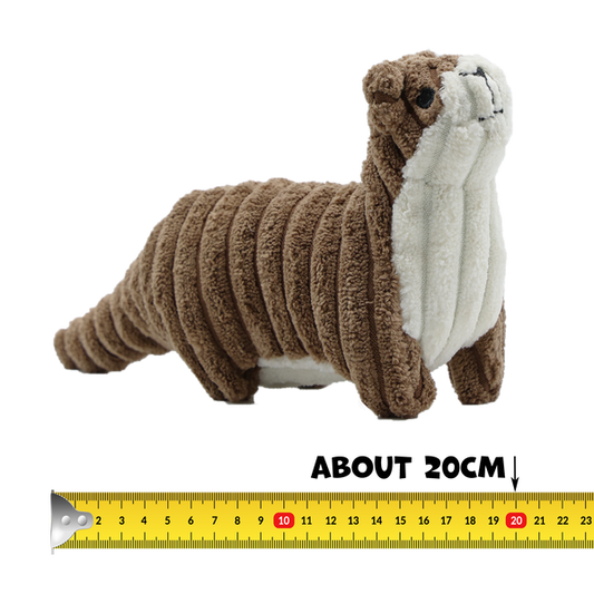 Uniq Pets Squeakies Brown Otter мека плюшена играчка видра за кучета със звук, 20 x 7 x 11 cm