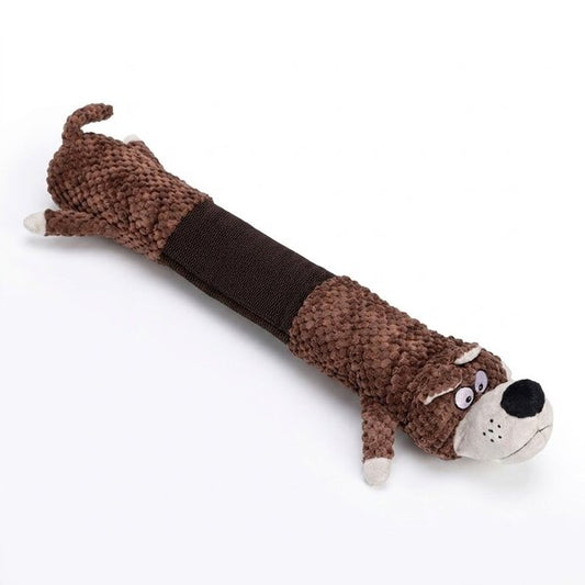 Uniq Pets Plush Dog Toy Squeakies Dog-Shaped Tug Toy плюшена играчка куче за дърпане със звук, 52 x 17,5 x 8 cm