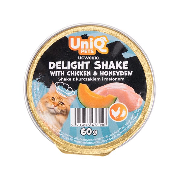 Uniq Pets Cat Wet Food Fruity Shake Chicken & Honeydew кремообразен шейк за котки с пиле и пъпеш, 60