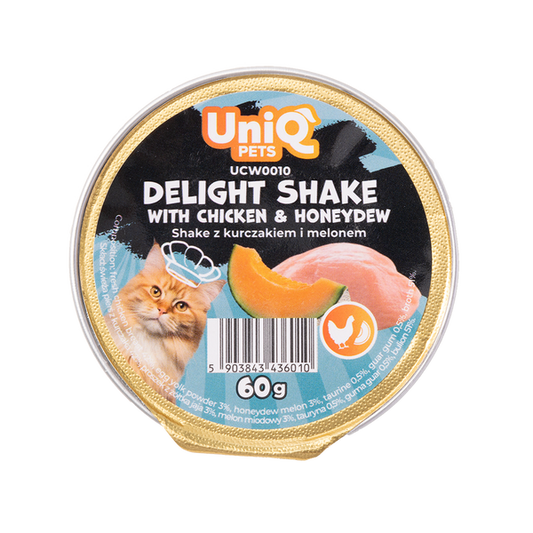 Uniq Pets Cat Wet Food Fruity Shake Chicken & Honeydew кремообразен шейк за котки с пиле и пъпеш, 60