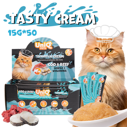 Uniq Pets Cat Wet Food Tasty Cream Cod & Beef кремообразно лакомство за котки с треска и говеждо, 15 g