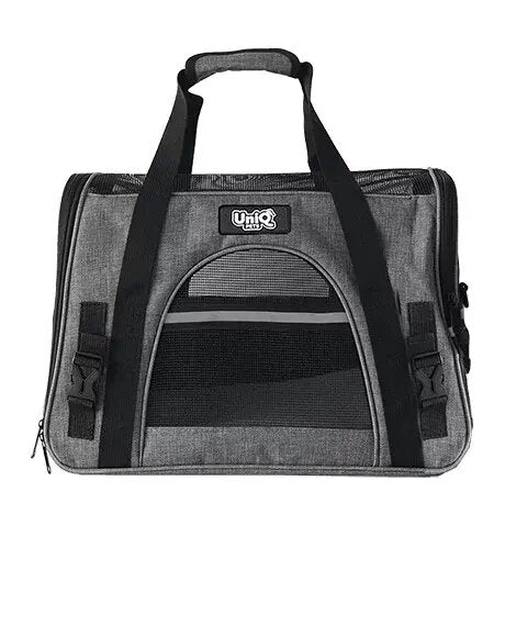 Uniq Pets Pet Transporter Bag FurTote PawVoyager транспортна чанта за котки и малки кучета, светлоотразително сива, 43 x 25 x 33 cm