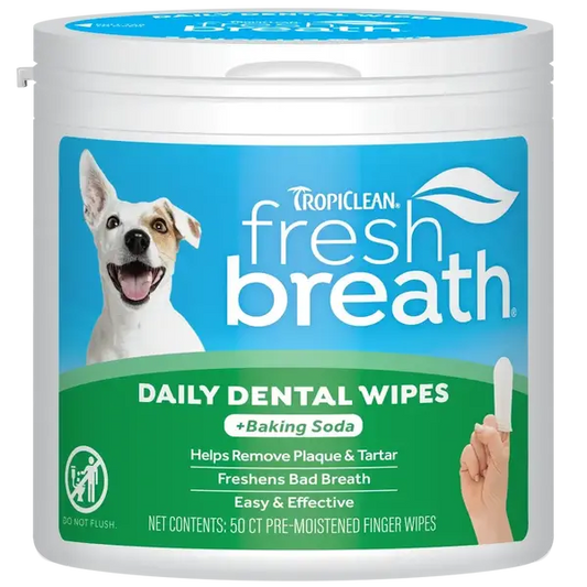 TropiClean Fresh Breath Finger Dental Wipes почистващи дентални кърпички за зъби за кучета и котки,