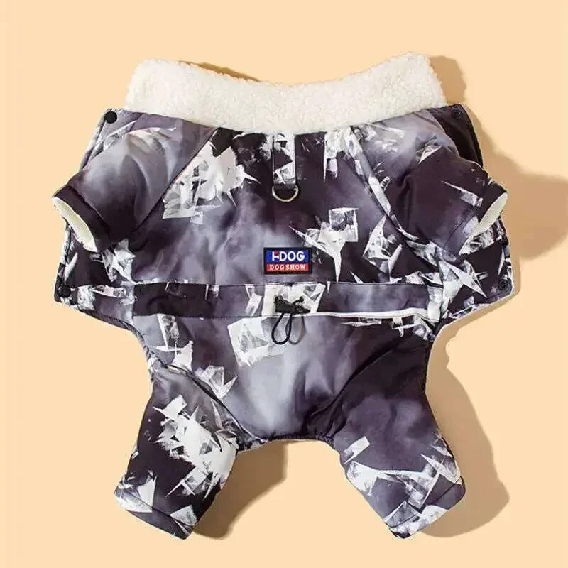 F Dog Camouflage Grey Топъл зимен гащеризон с полар