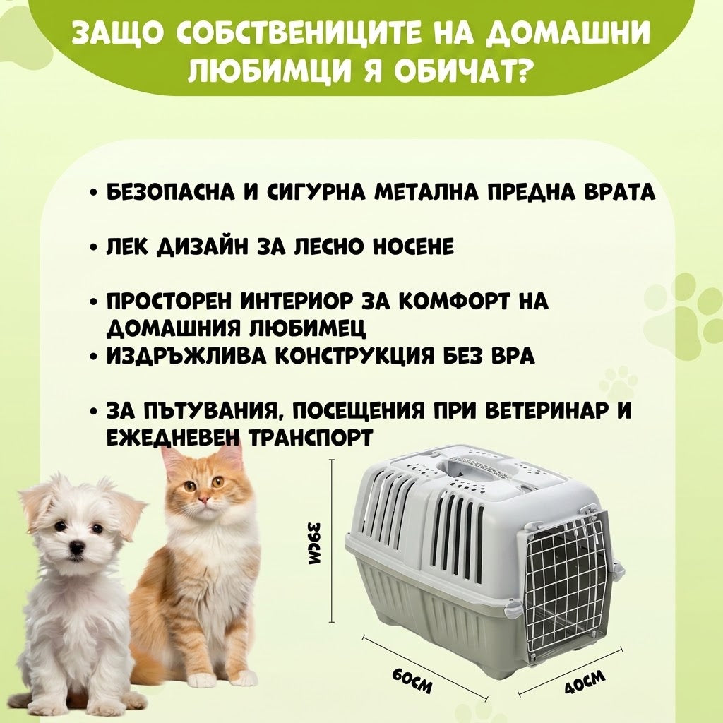 MPS Pratiko 3 Metal – пластмасова транспортна чанта за кучета и котки до 15 кг, 60 × 40 × 39 см