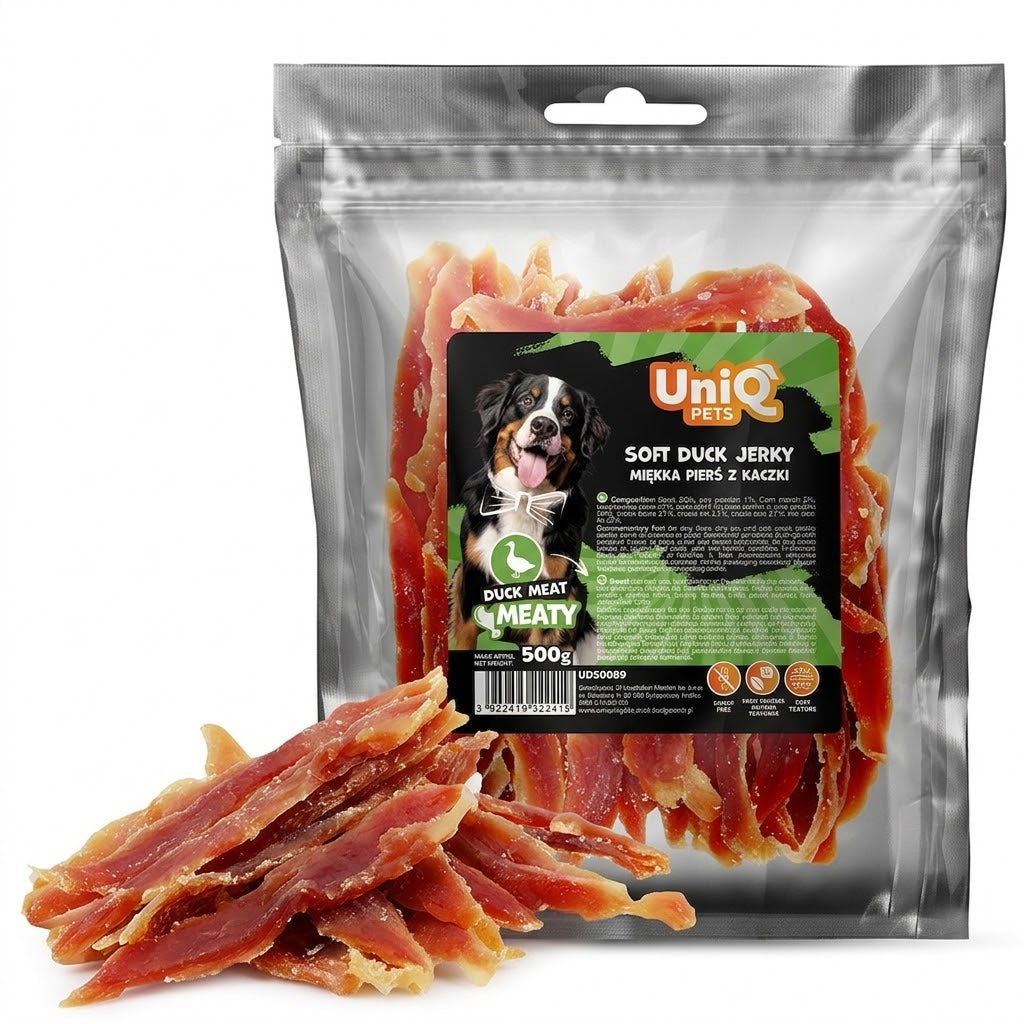 Uniq Pets Dog Snacks Meaty Soft Duck Jerky меко патешко филе за кучета, 500 г