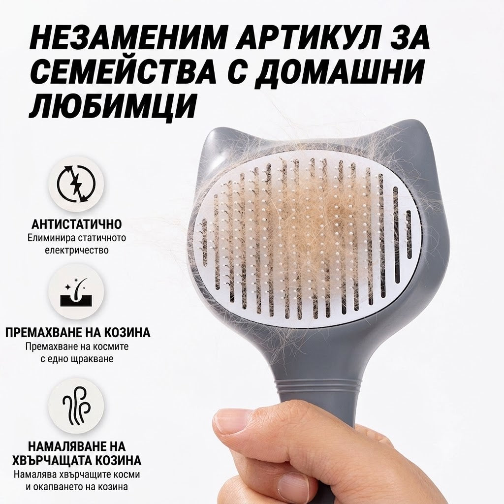 Uniq Pets Grooming BeautyCare Cat-Shaped Comb розов груминг гребен за котки