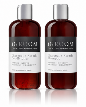 iGroom Charcoal + Keratin Set: Shampoo + Conditioner, 473 ml