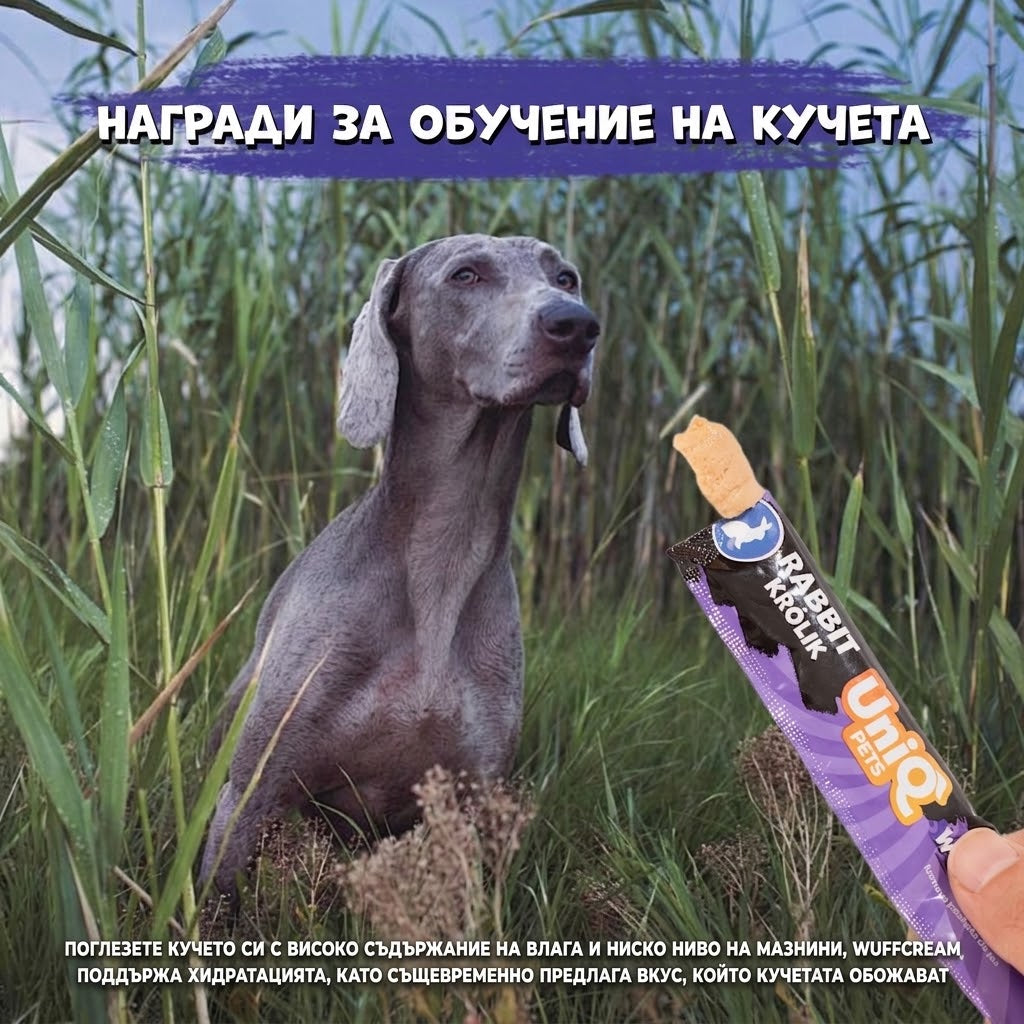 UniQ Pets Dog Snacks Wuffcream Rabbit Кремообразно лакомство за кучета със заешко, 1 брой
