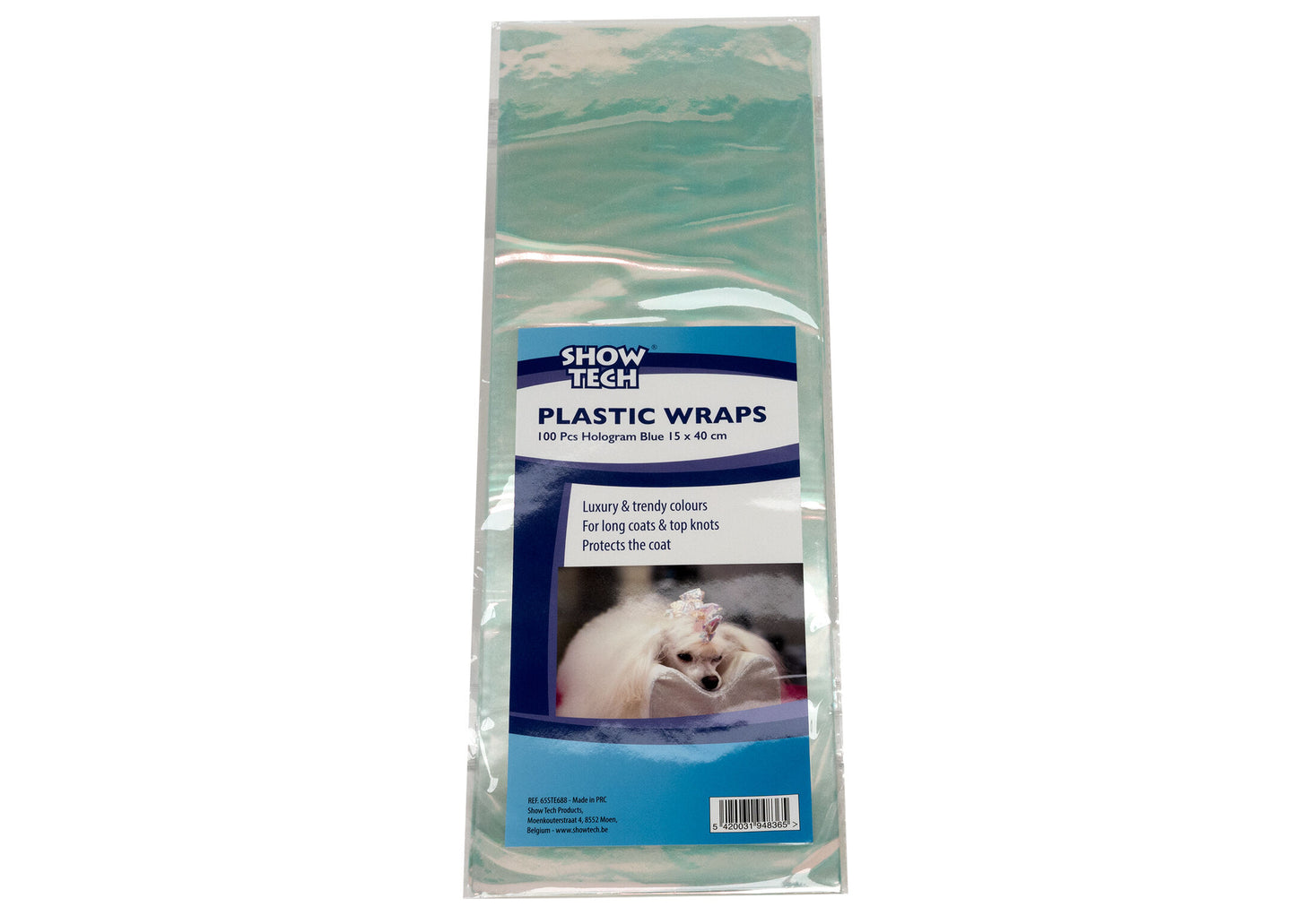 Show Tech Plastic Wraps 100 Pcs Hologram Blue 15 x 40 cm пластична хартия за пакети - Груум БГ