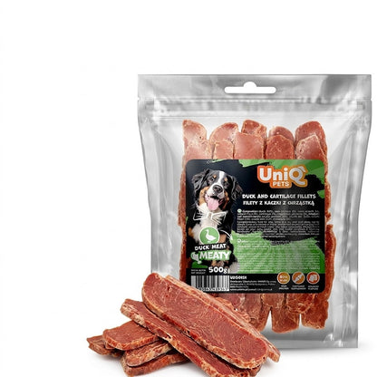 Uniq Pets Meaty Duck & Cartilage Fillets – лакомства за кучета с патешко и хрущял, 500 г