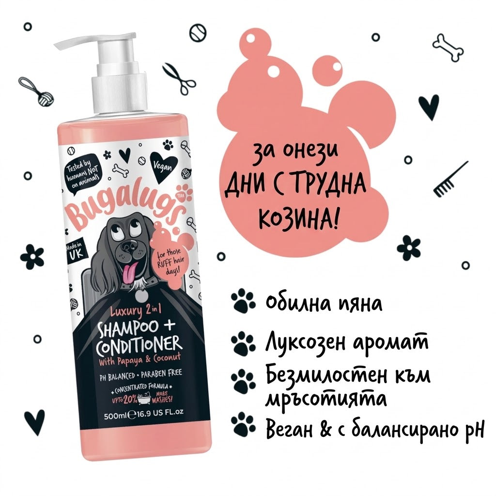 Bugalugs Luxury 2-in-1 Papaya & Coconut Shampoo & Conditioner