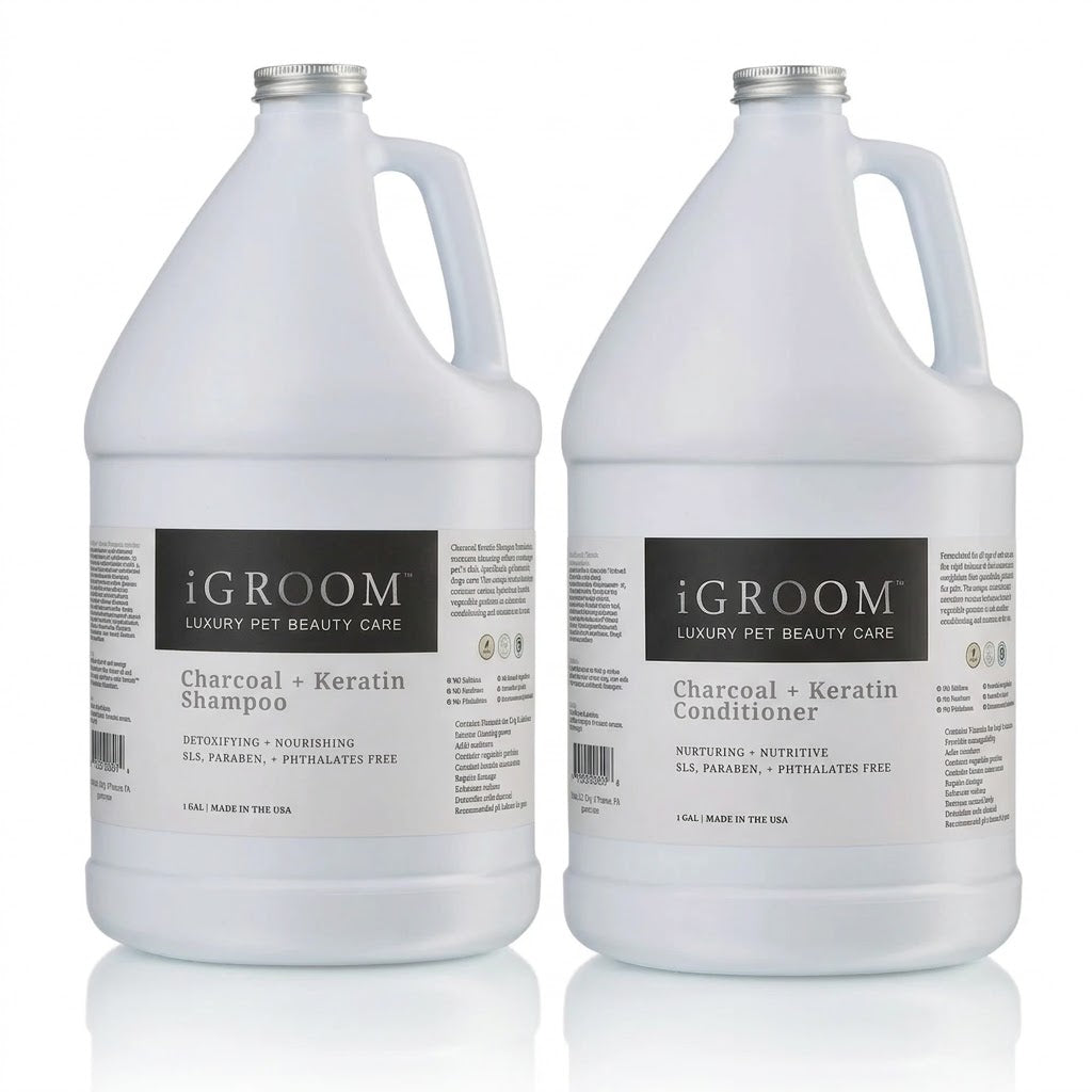 Комплект iGroom Charcoal + Keratin: шампоан + балсам, 3.8 l