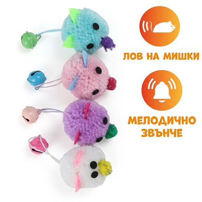 Uniq Pets Mousehunt Plush Mouse Ball – плюшена играчка мишка за котка със звънче, 5 см