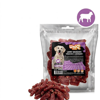 Uniq Pets Sniffy Lamb Sausages – меки лакомства за кучета с агнешко, 500 г