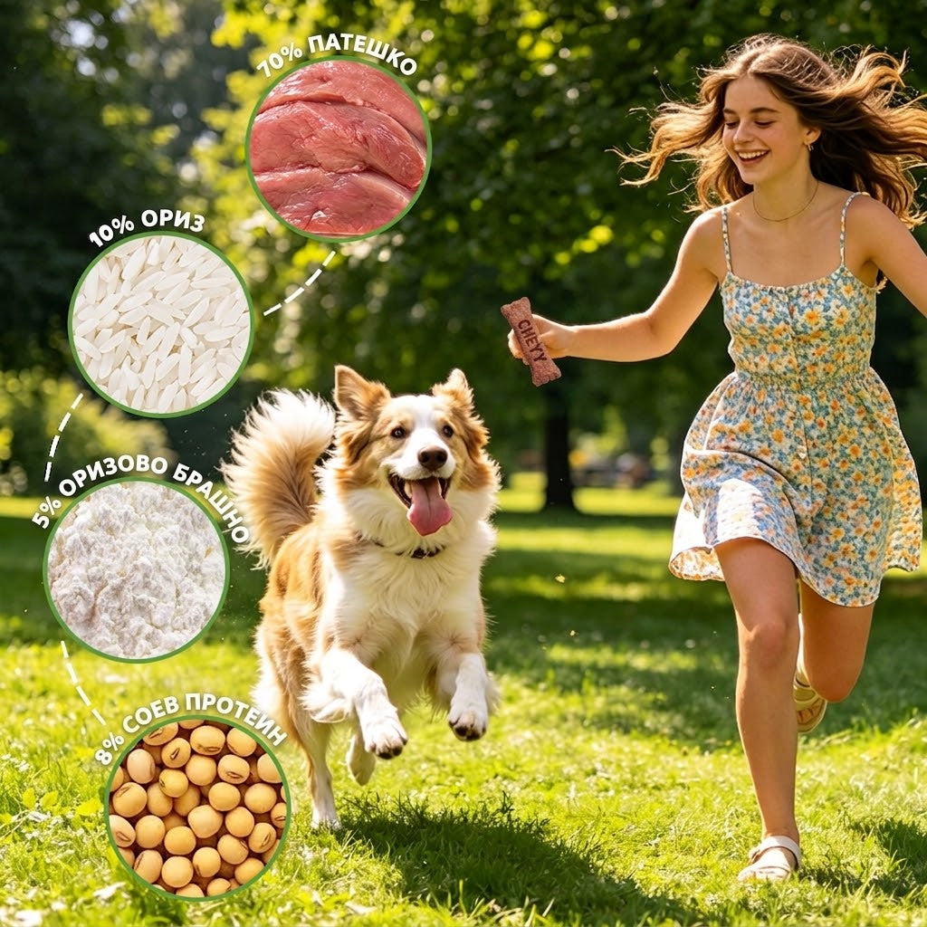 UniQ Pets Dog Snacks duck meat with rice in hearts shape - меки лакомства с патешко и ориз, 500gr