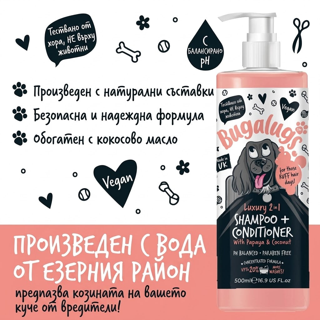 Bugalugs Luxury 2-in-1 Papaya & Coconut Shampoo & Conditioner