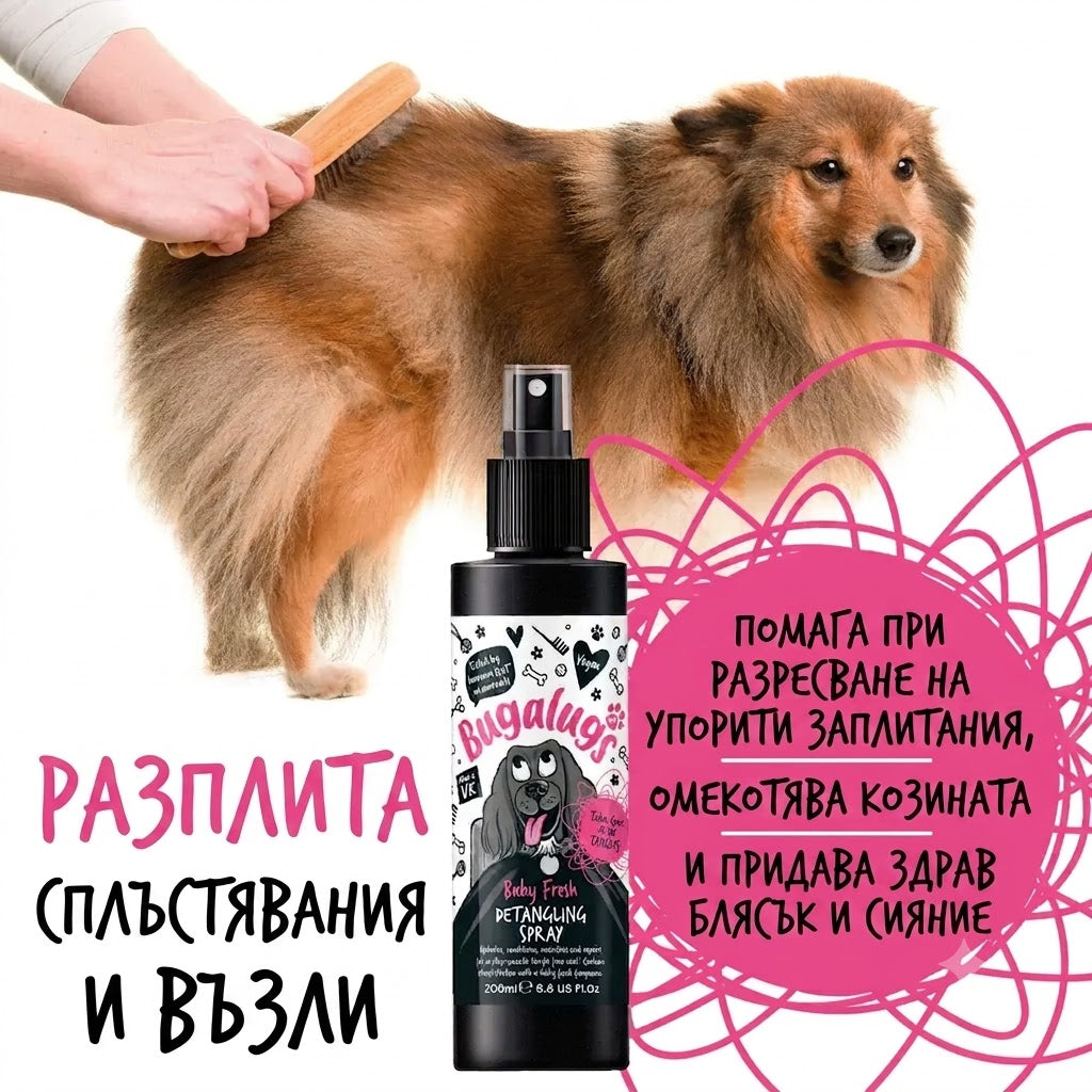 Bugalugs Baby Fresh Detangling Spray for Dogs with Baby Powder Scent 200 ml