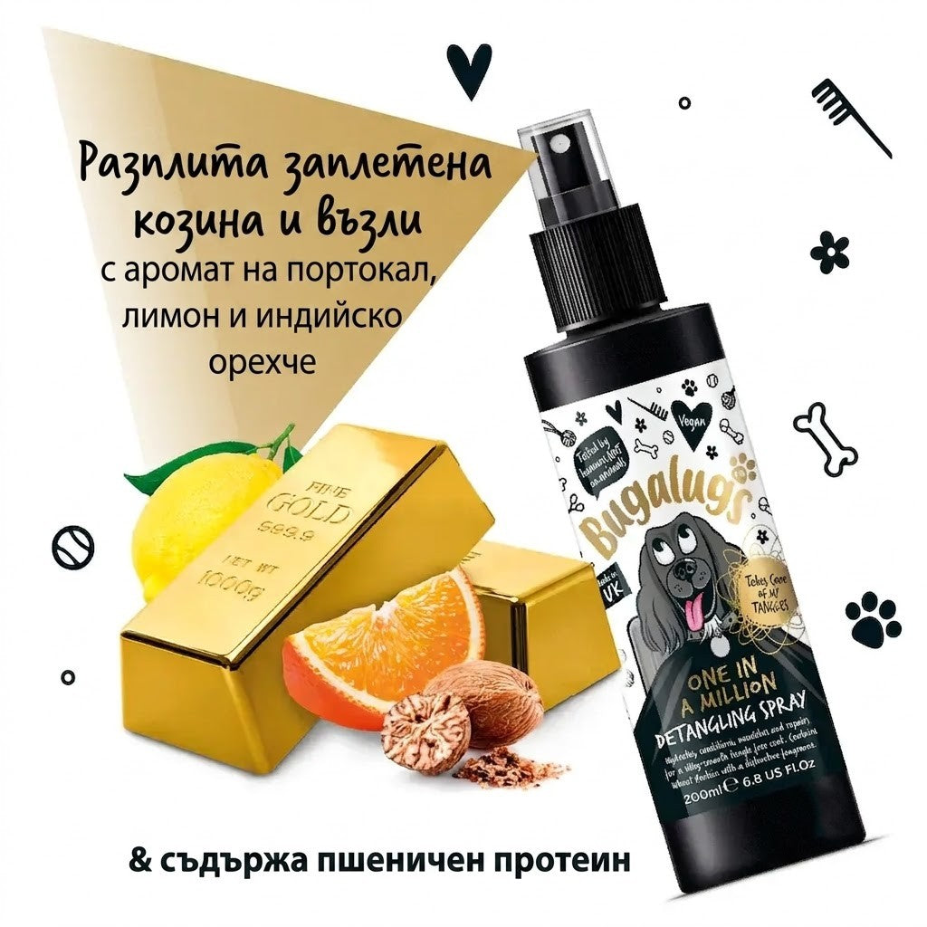 Bugalugs One in a Million Detangling Spray for Dogs Луксозен Спрей за Разресване 200ml