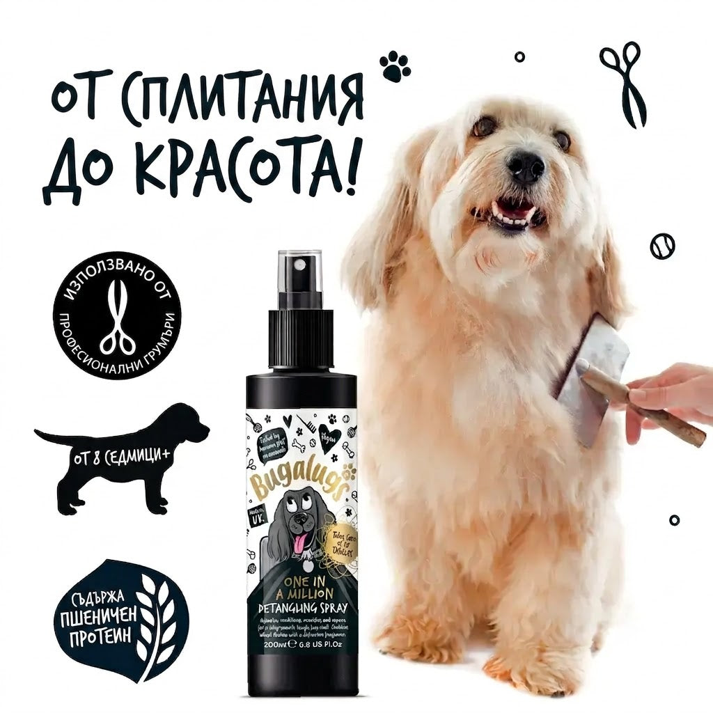 Bugalugs One in a Million Detangling Spray for Dogs Луксозен Спрей за Разресване 200ml