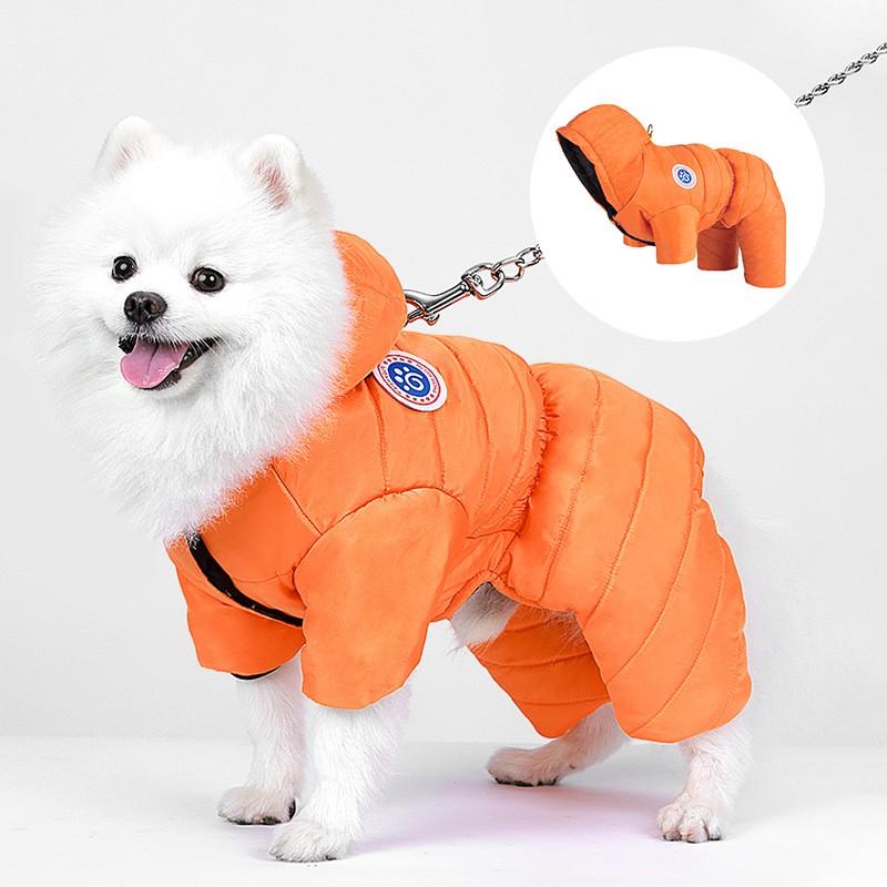 PupaWalk Orange – зимен гащеризон за кучета с качулка