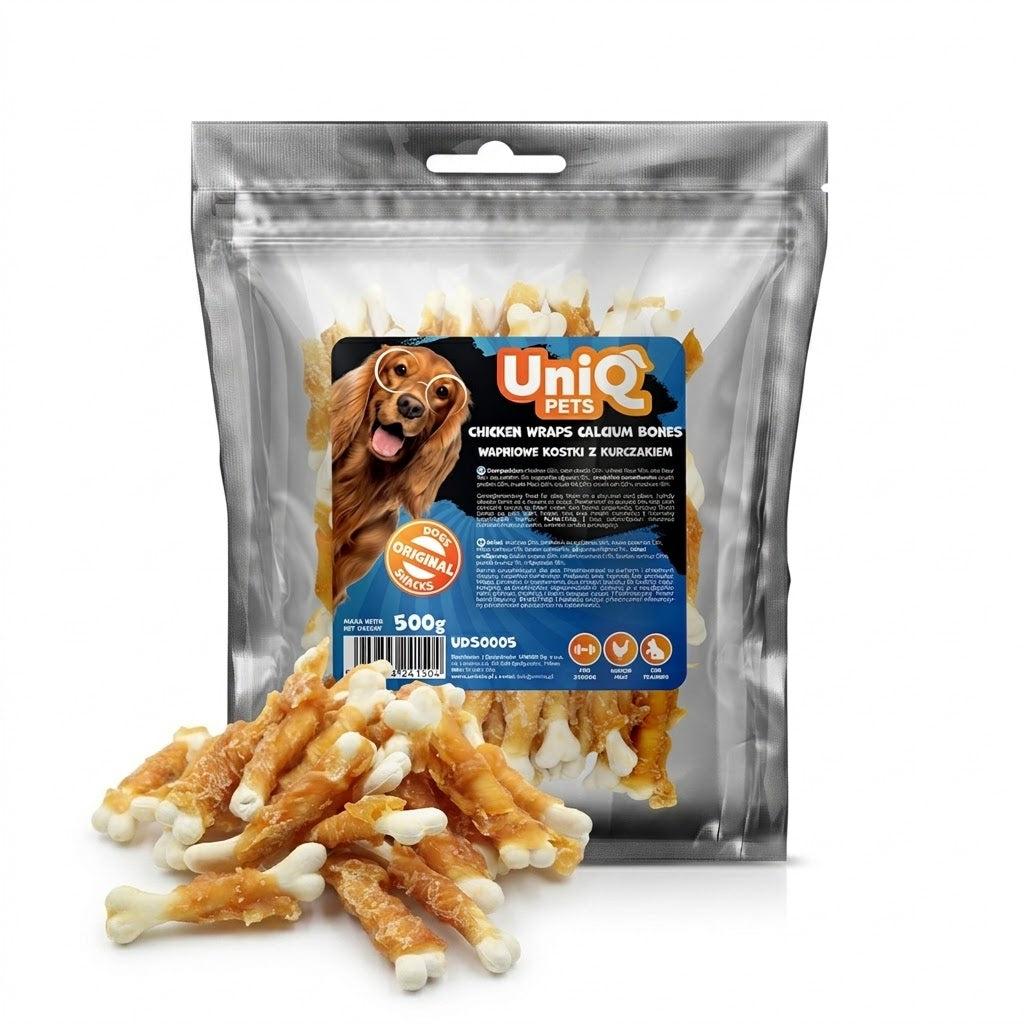 UniQ chicken wraps calcium bones, кокалчета, обвити с пилешко месо, 500gr