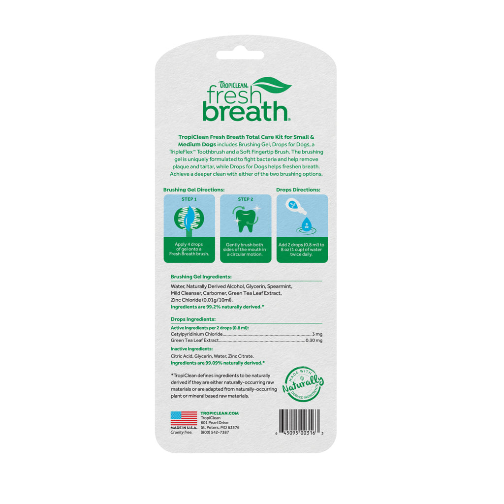TropiClean Fresh Breath Plaque and Tartar Dental Kit (S/M)