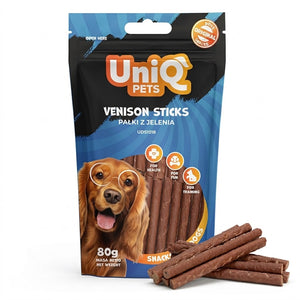 Uniq Pets Meaty Venison Sticks – лакомства за кучета с еленско, 80 г
