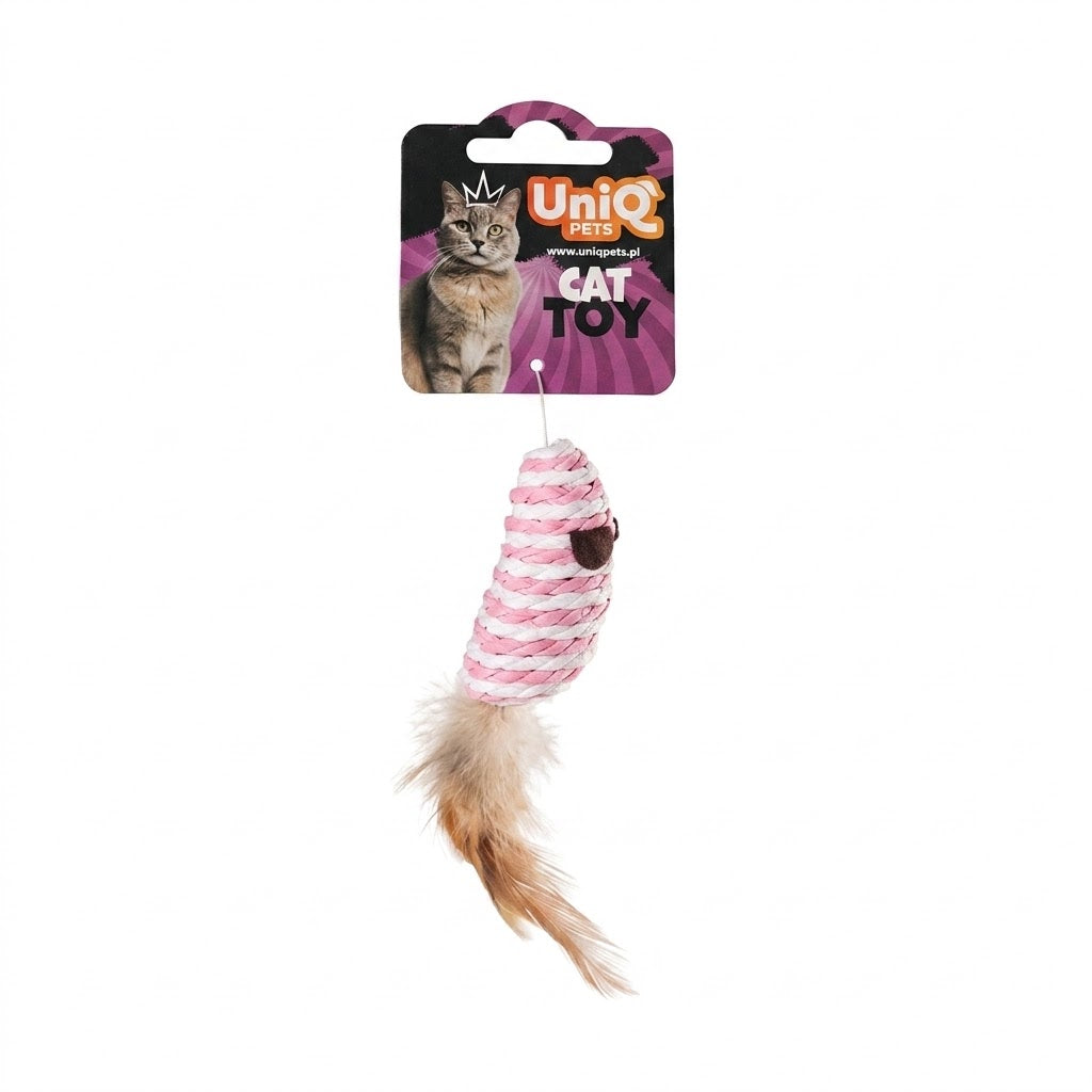Uniq Pets Mousehunt Mouse with Feather – играчка мишка за котка от сизал с перо, 7 см