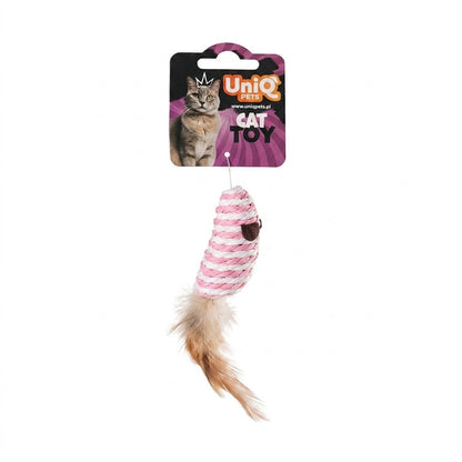 Uniq Pets Mousehunt Mouse with Feather – играчка мишка за котка от сизал с перо, 7 см