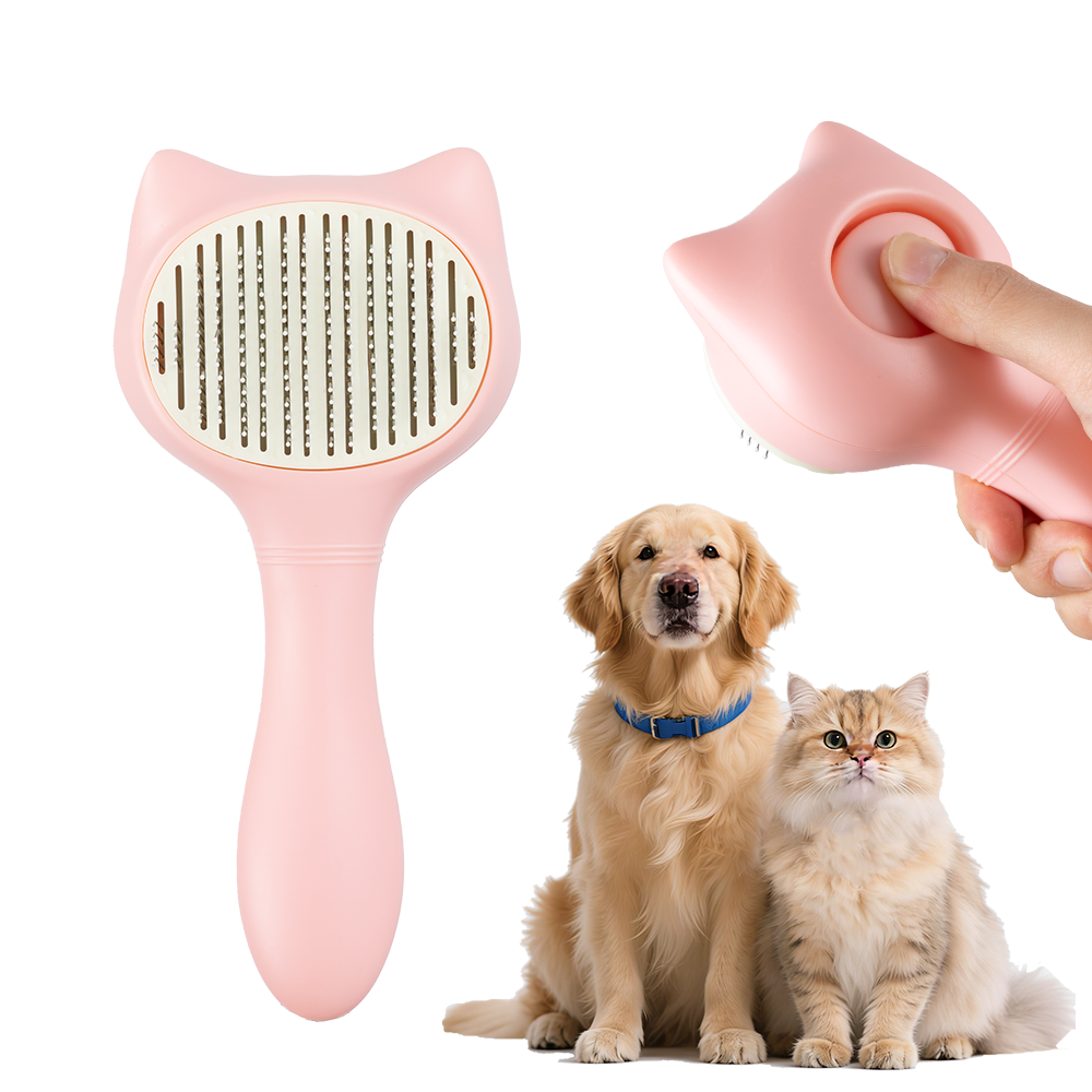 Uniq Pets Grooming BeautyCare Cat-Shaped Comb розов груминг гребен за котки