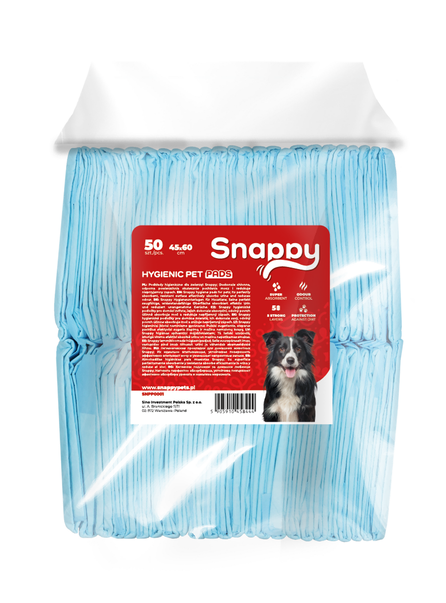 Snappy Hygienic Pet Pads сини хигиенни подложки за домашни любимци, 45 x 60 cm, 50 броя