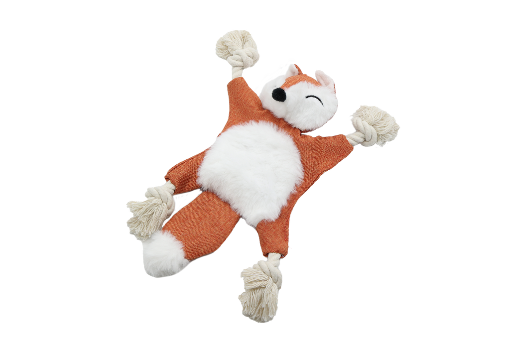 UniQ Pets Rustly Fox with Ropes Plush Dog Toy, 28 x 26 cm