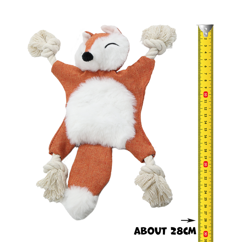 UniQ Pets Rustly Fox with Ropes Plush Dog Toy, 28 x 26 cm