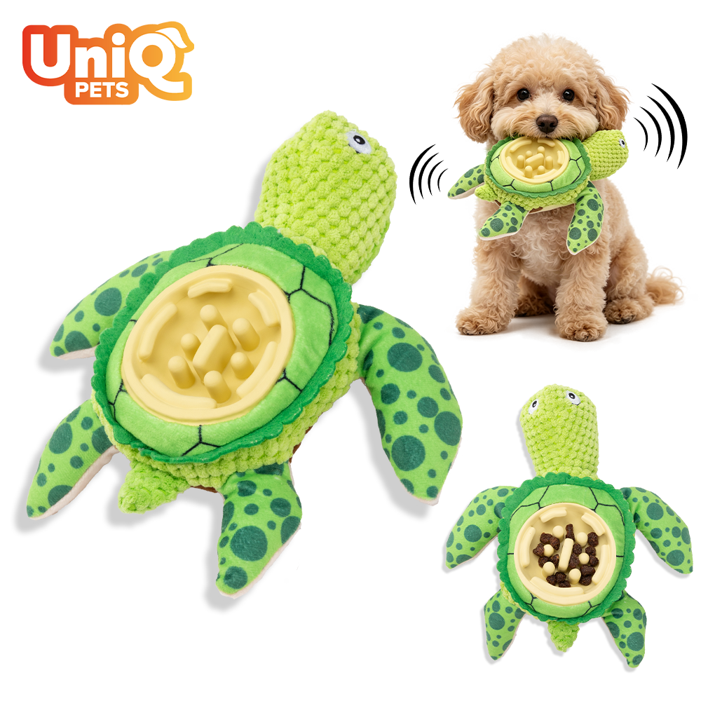 Uniq Pets Plush Dog Toy&Bowl Slowy Green Turtle интерактивна плюшена играчка и купичка за куче