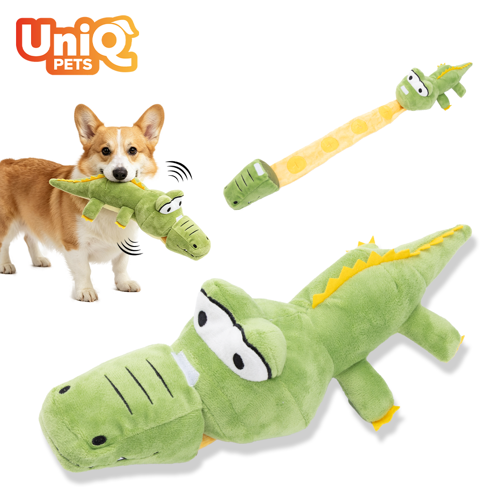 Uniq Pets Plush Dog Toy Sniffies Detachable Green Crocodile интерактивна плюшена играчка за куче, 75 x 14 x 12 см