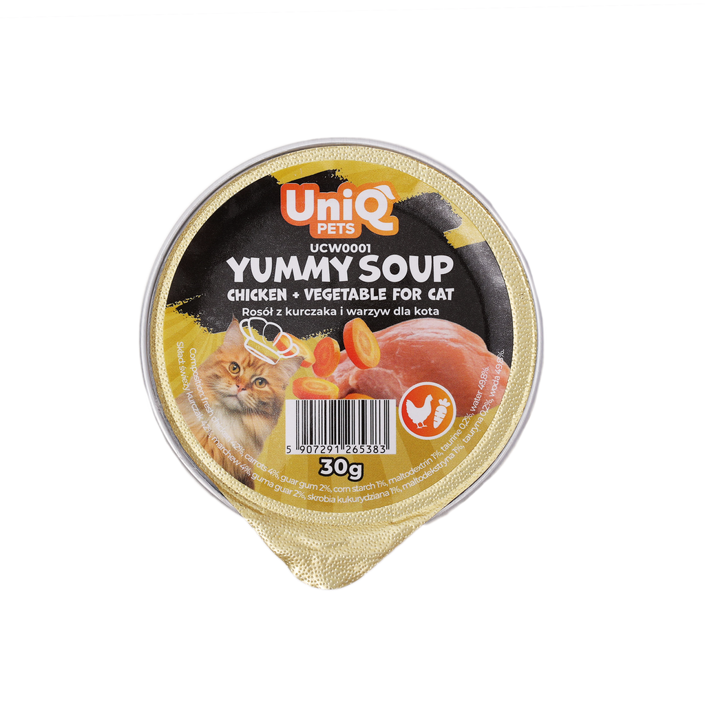 UniQ Pets Yummy Soup Cat Soup with Chicken, Carrots and Taurine, 30 g