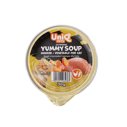 UniQ Pets Yummy Soup Chicken Shreds and Vegetable супа с пиле, моркови и таурин, 30 gr