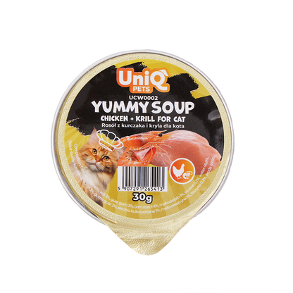 UniQ Pets Yummy Soup Chicken Shreds and Krill супа с пиле, крил и таурин, 30 gr